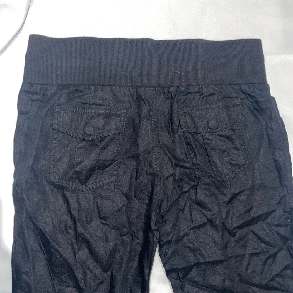 New Guess Premium Vintage Black Capris Crop Linen Blend Short Pants M - Picture 7 of 10